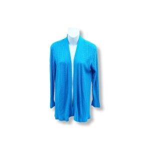 Cyrus Blue Open Front Cardigan Sweater Size L Viscose